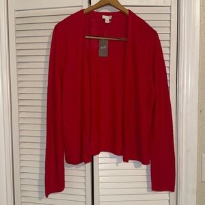 🆕 J. Jill Hibiscus 🌺 Vibrant Red Open Cardigan - L
